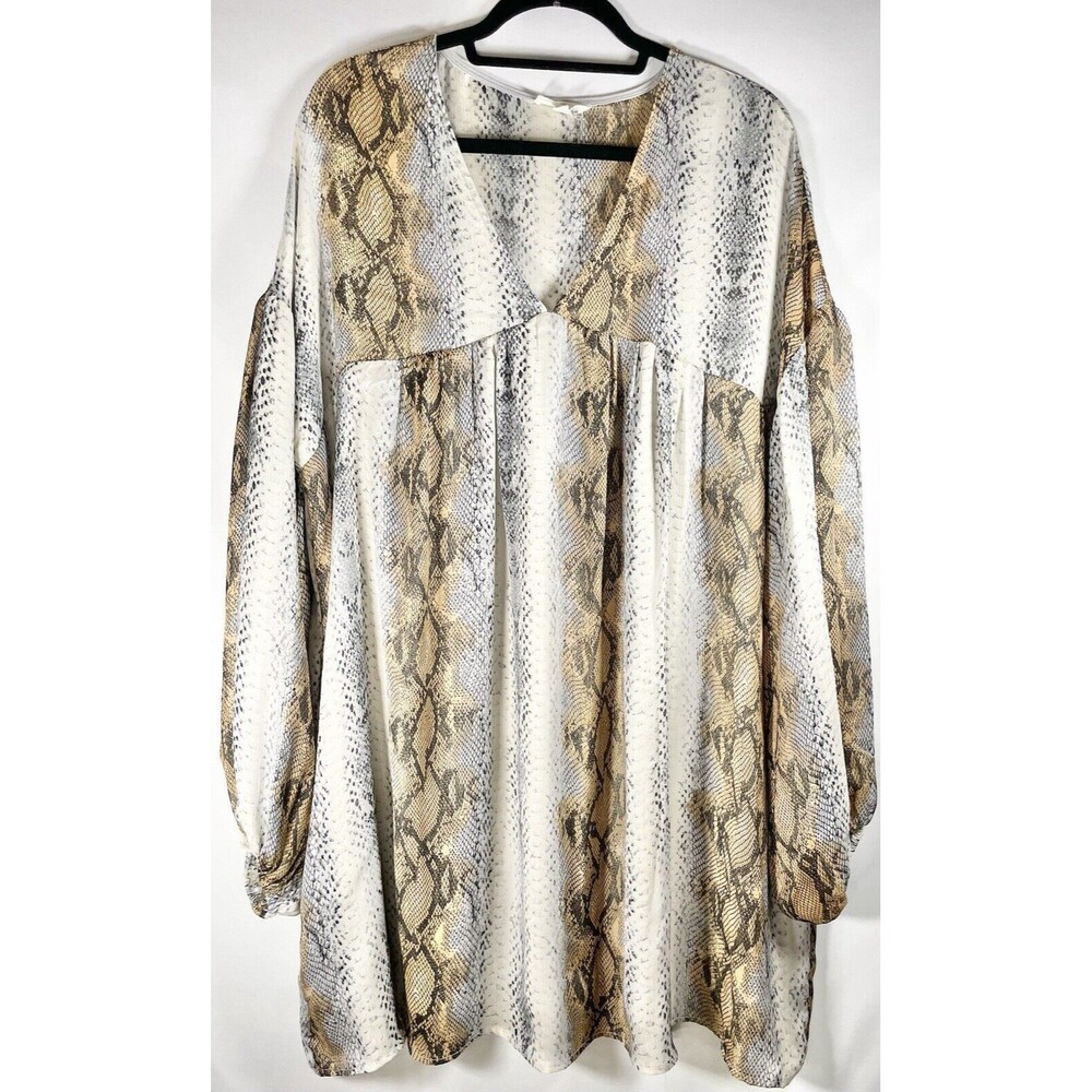 Anthropologie Entro Python Print Babydoll Dress Summer Boho Chic Sz Extra Large